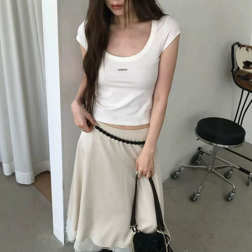 短袖棉包袖修身型nuese辣妹韩系