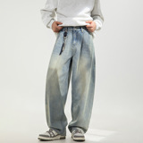 春季新款日系宽松长裤子复古打褶基础百搭直筒裤MN2498-P55控88，男装休闲裤，电商A362