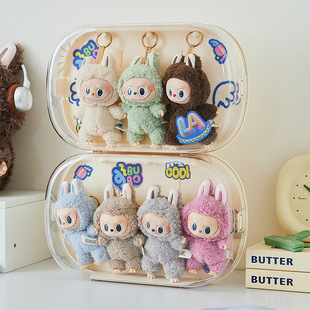 壁挂labubu展示盒挂墙拉布布搪胶公仔收纳盒挂式防尘免打孔展示架
