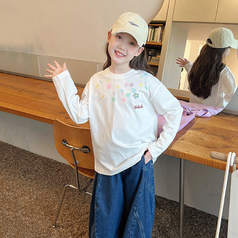 儿童宽松白t恤女童内搭上衣大童长袖打底衫女孩2026春秋装新款