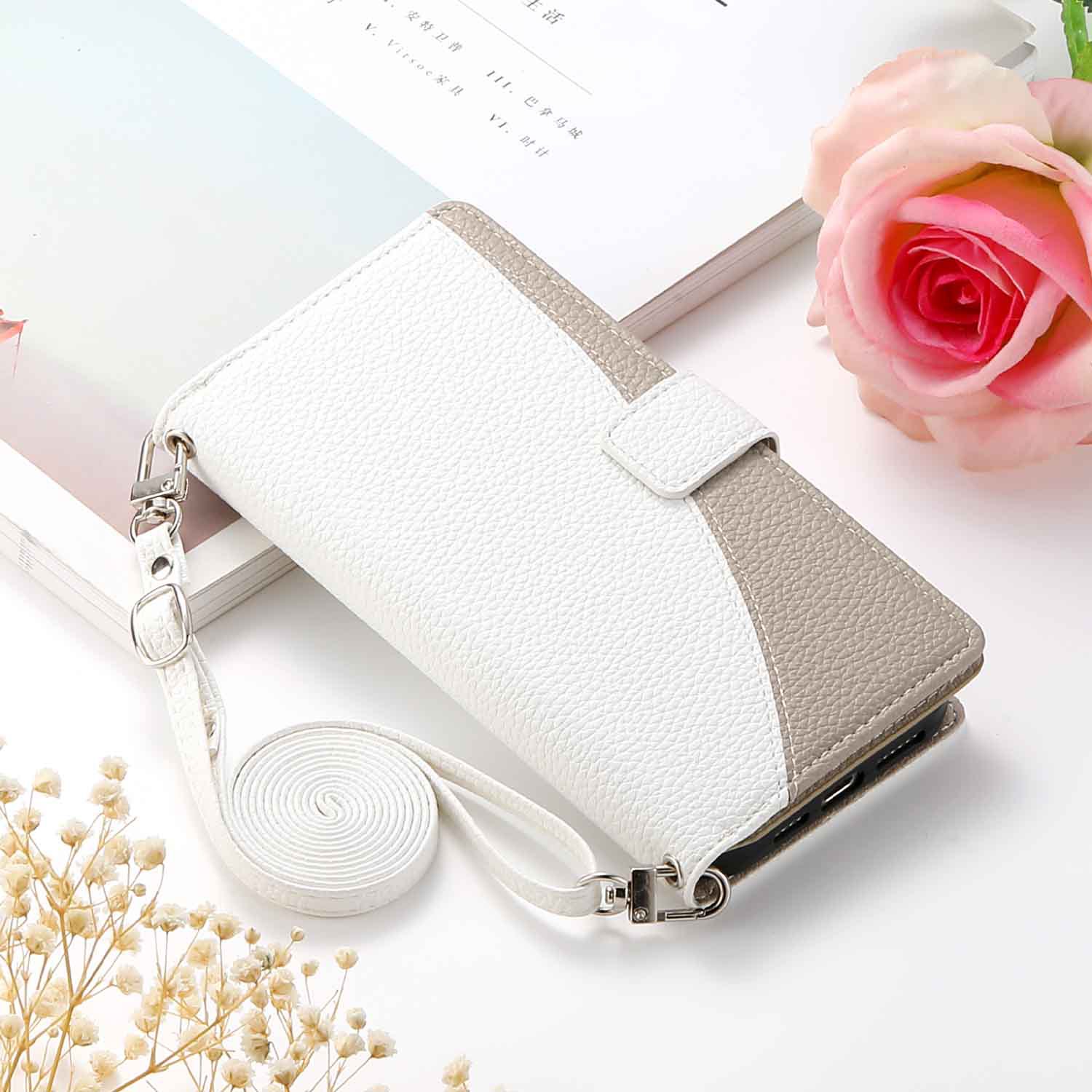 适用三星S25Edge手机壳S25 Ultra拼接荔枝纹S24双色S23多卡皮套A56斜挎S22保护套A36翻盖A71 A51 A34挂绳皮壳