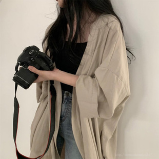 防晒衣中长款 .慵懒风宽松开衫 薄款 夏季 外搭 女