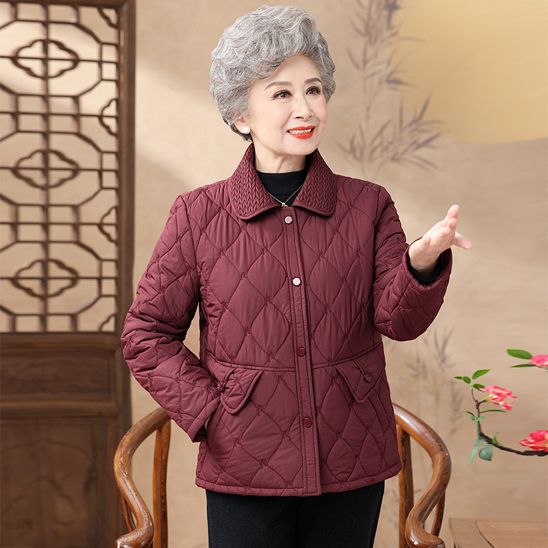 中老年人女装老太太棉衣冬装棉服奶奶秋冬上衣短外套妈妈轻薄棉袄