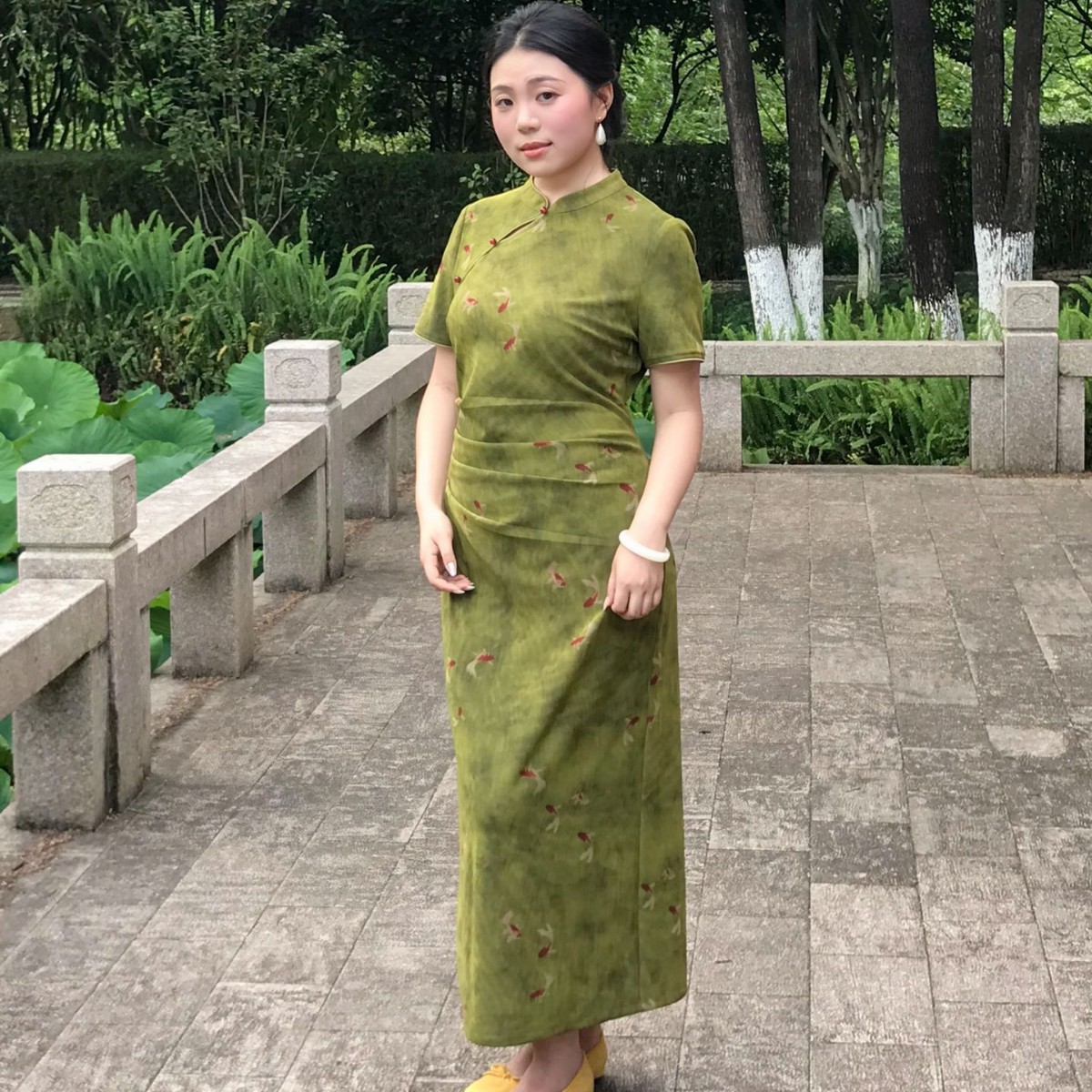 送考复古印花修身新中式国风旗袍