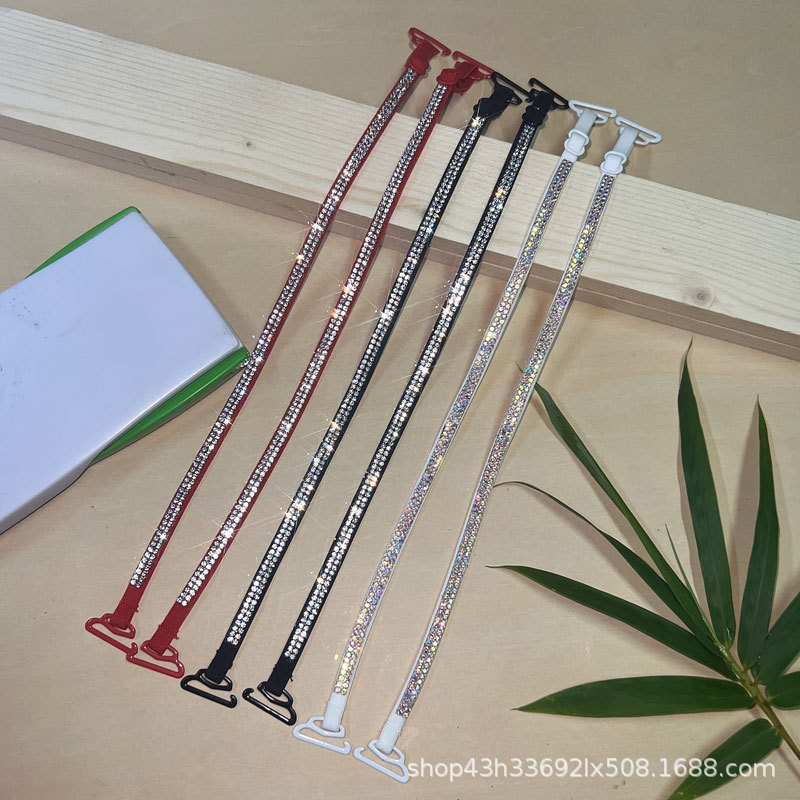 双肩水钻细带防滑肩带闪钻内衣带钻石弹加长抹胸露肩胸罩文胸带子