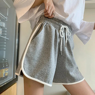 cec裤子女夏季ins超火腰纯色宽松显瘦热裤学生休闲运动短裤