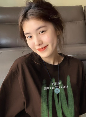 新款涂鸦印花短袖美式潮牌T恤女ins街头嘻哈设计情侣半袖上衣服