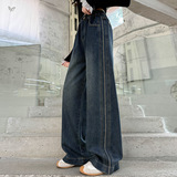 女童2025年冬季新款侧拼柳条工艺线加绒裤女大童冬加厚保暖牛仔裤，童装裤子，祺儿童装