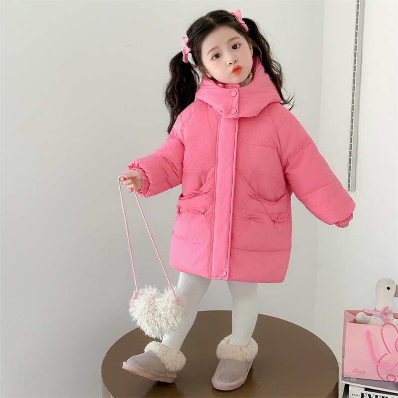 女童羽绒服冬季2025新款洋气儿童中长款加厚女白鸭绒冬装外套P165，童装羽绒服，祺妙童装