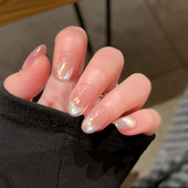 2026超火穿戴甲中长款 轻奢高级感显白美甲指尖精灵人鱼猫眼纯手工