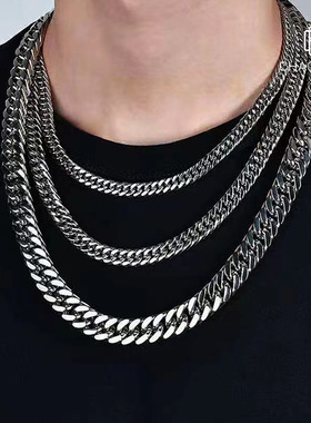 欧美加密钛钢项链士百搭不掉色霸气时尚厂家不锈钢嘻哈饰品