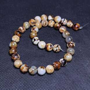 钙化龙纹玛瑙珠子10mm项链吊坠挂件手串DIY手工隔珠配珠佛珠念珠