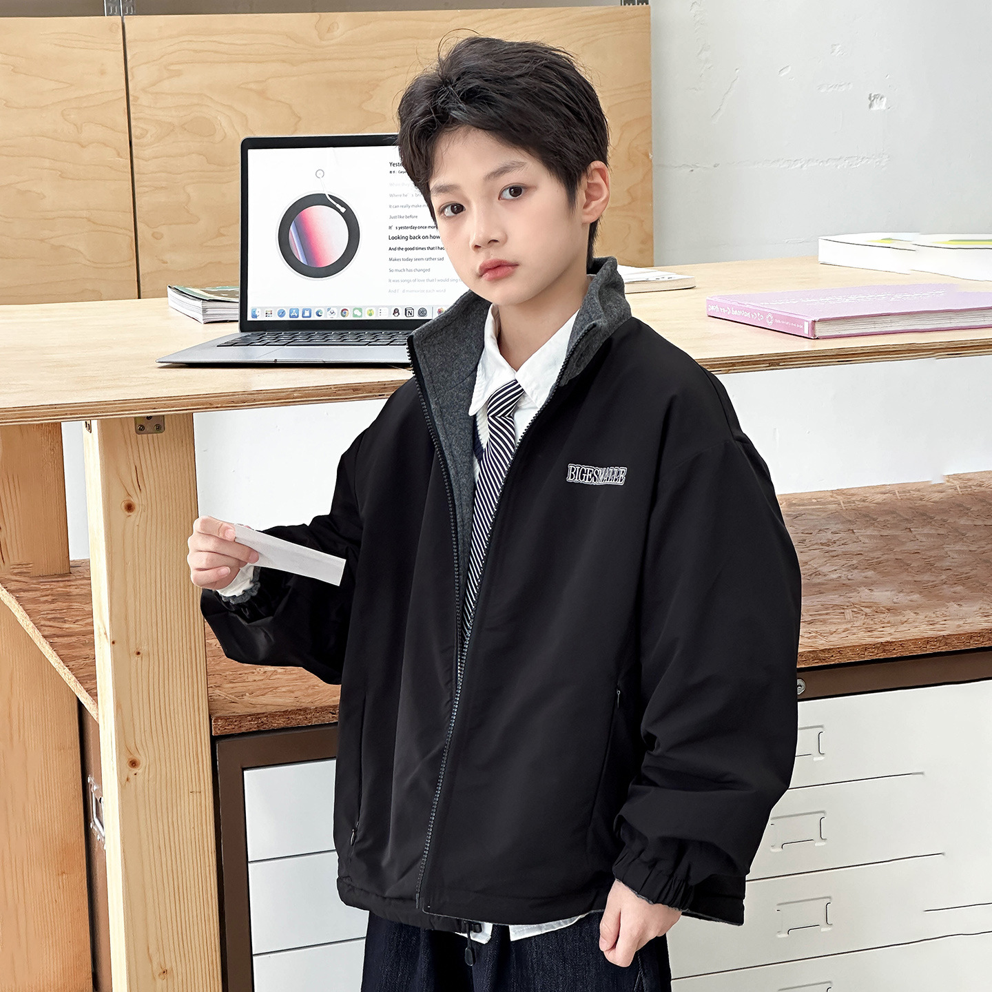 两面穿夹克秋冬立领休闲