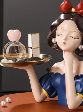 美睫打版女孩娃娃轻奢托盘收纳白雪公主美甲美睫店摆件装饰礼物
