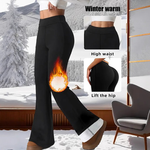 Fleece Flared lined leggings pants thickened winter