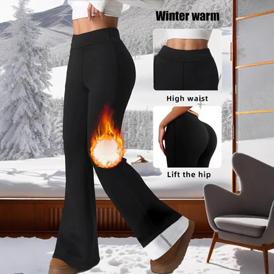 winter Fleece-lined thickened leggings Flared pants