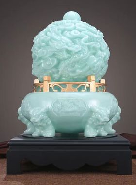 招财九龙乾坤鼎摆件时来运转龙玉石玄关客厅电视柜公室开业礼品