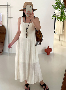 正品NL1597大码女装吊带连衣裙女2026夏款胖mm收腰显瘦度假风长裙