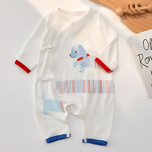 婴儿衣服夏薄款 新生儿连体衣莫尔睡衣和尚服哈衣爬服初生儿蝴蝶衣