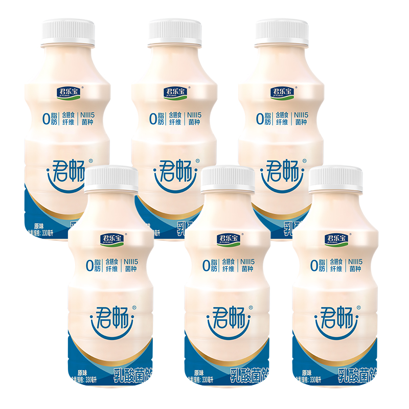 6月君乐宝君畅乳酸菌饮品原味330mL*6瓶0脂肪含有膳食纤维