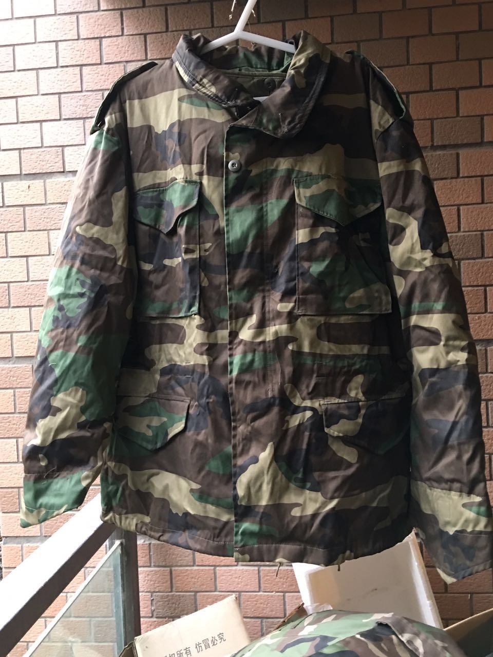 法军公发法国外籍兵团CE丛林迷彩作战军大衣，F2作战服，冬衣
