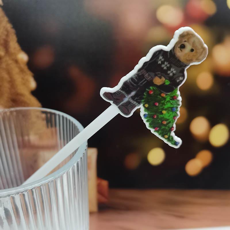 Drink Stirrers 定制名字婚礼生日派对圣诞泰迪熊鸡尾酒搅拌棒
