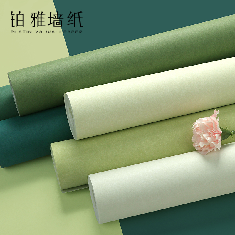 无纺布素色纯色墙纸抹茶淡绿色客厅卧室莫兰迪壁纸非自粘2025新款