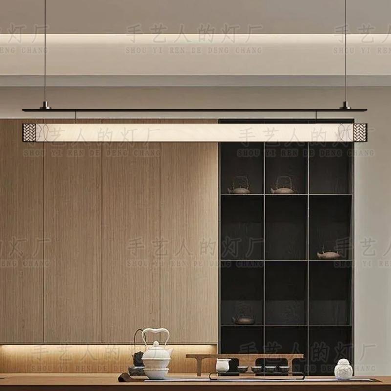 新中式中国风创意餐厅吧台吊灯日式茶室禅意长条书房酒店前台灯具