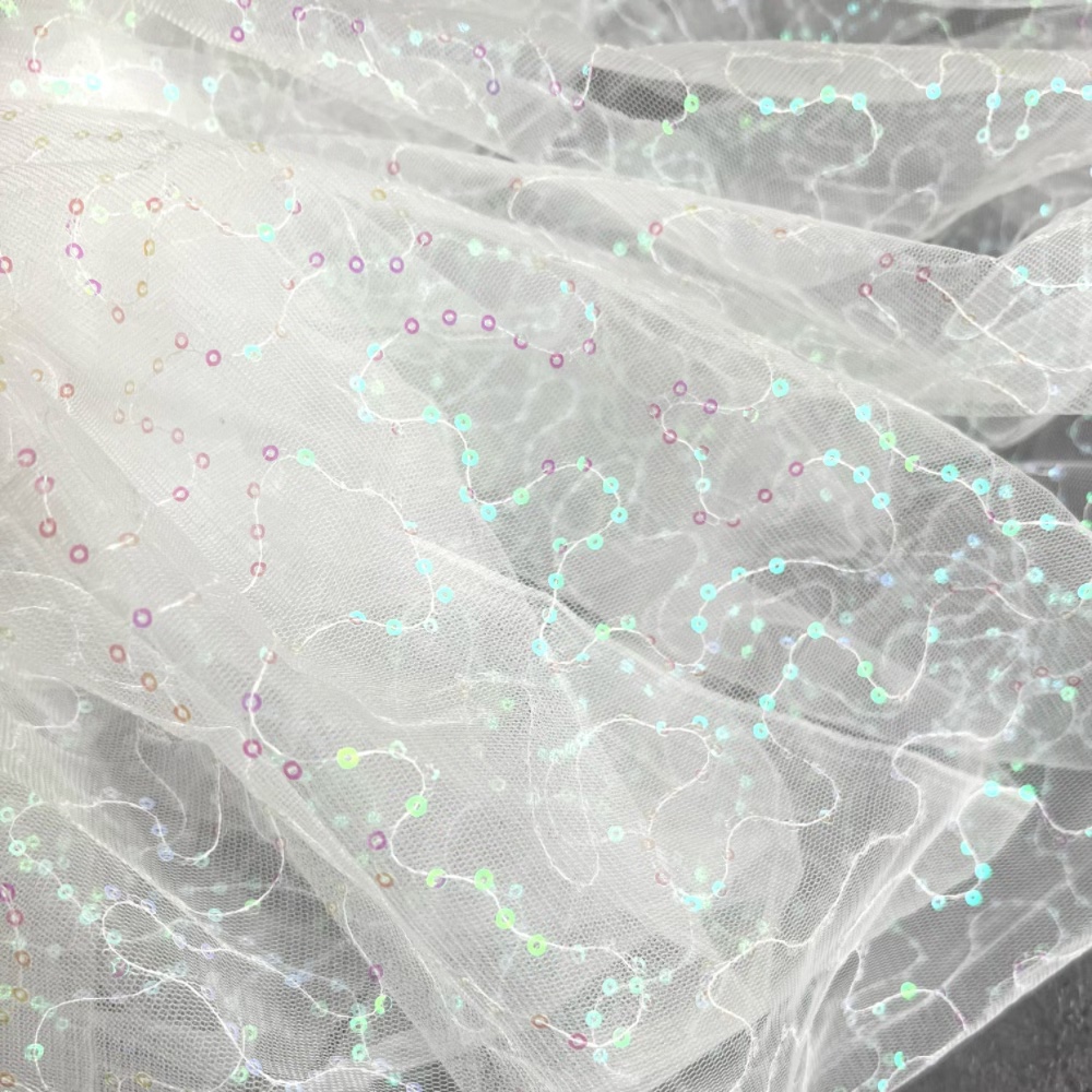 深紫色满天星闪光亮片纱网纱刺绣透明舞蹈服钻石网布料面料
