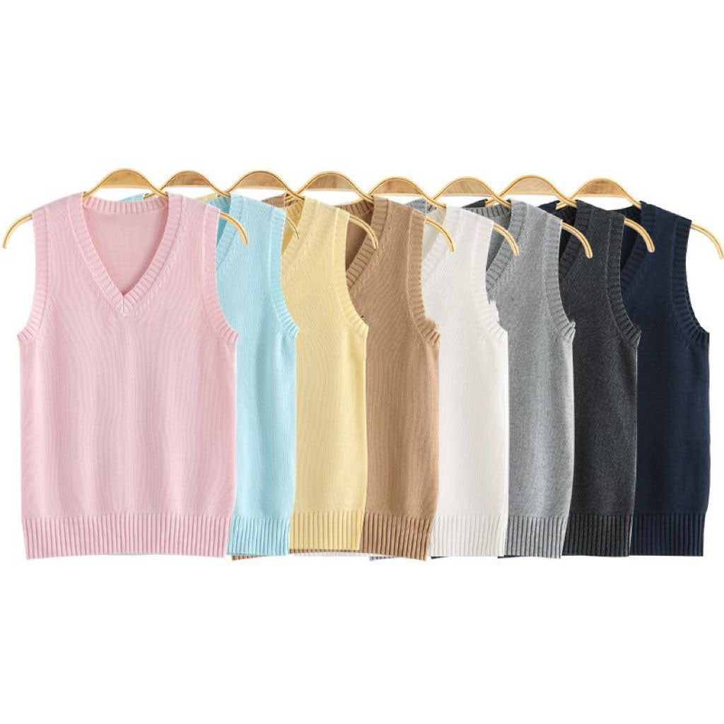 jk马甲毛衣女纯色基础JK制服套头针织衫背心春秋日系班服叠穿上衣