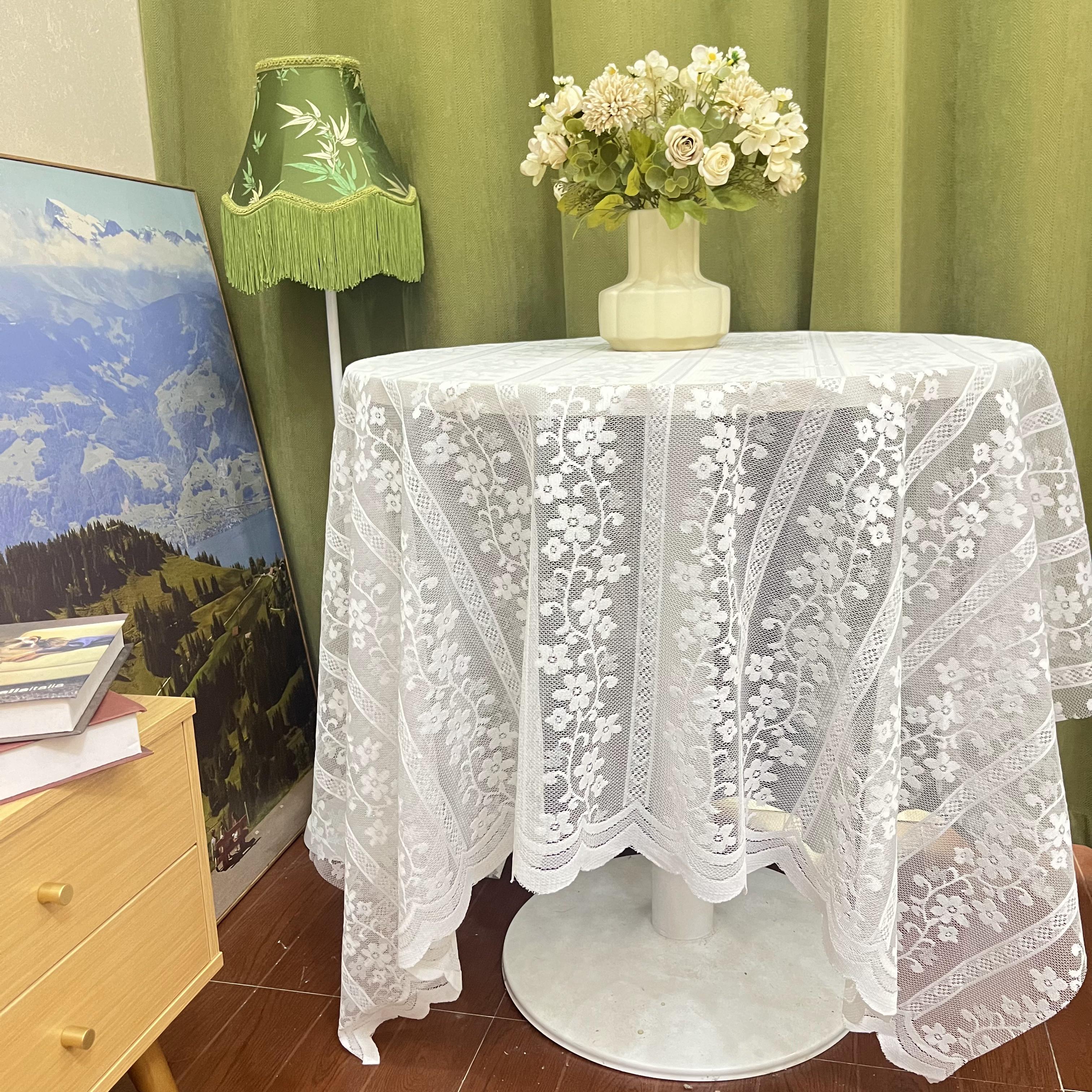 法式白色蕾丝布艺圆桌布美式田园风茶几台布客厅现代简约防尘盖布