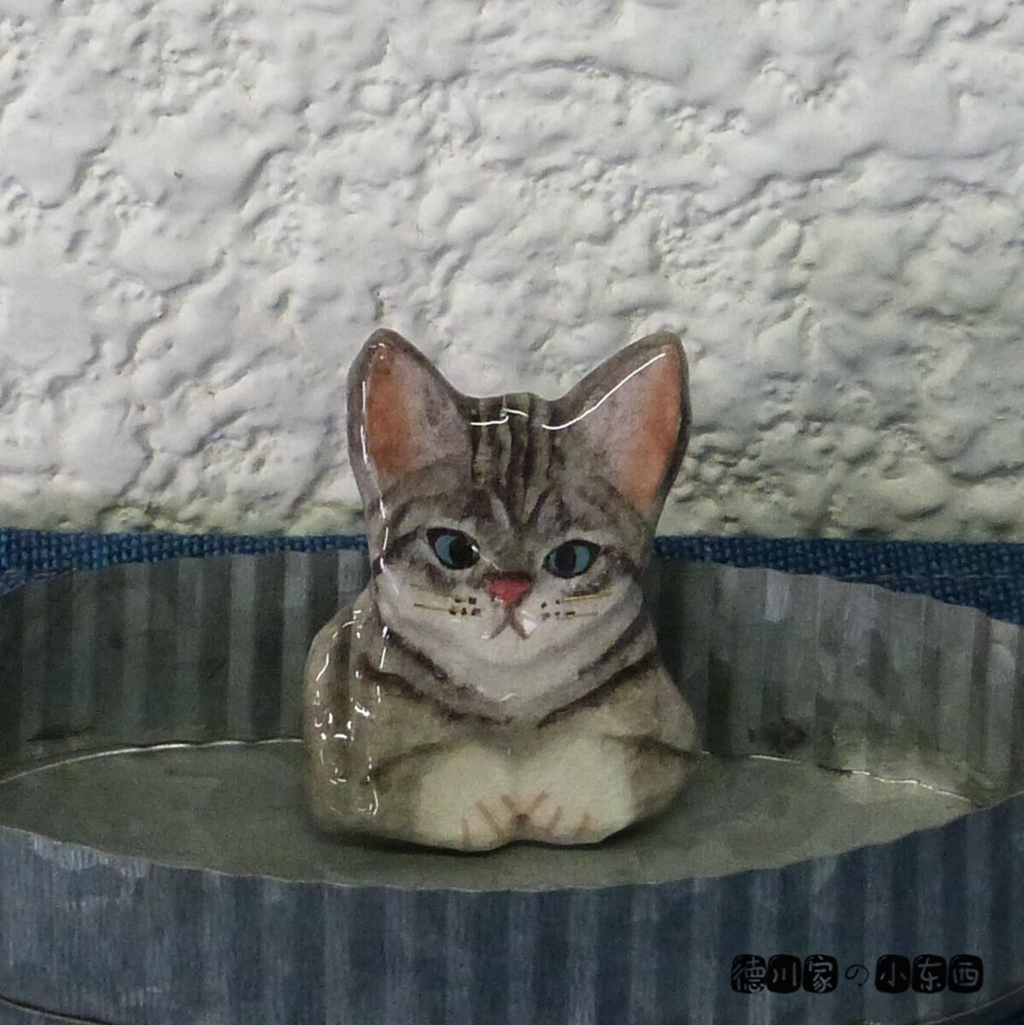 日本代购 匠人手工 猫咪头像胸针 灰色 匍匐 可爱 陶制 毛衣 别针
