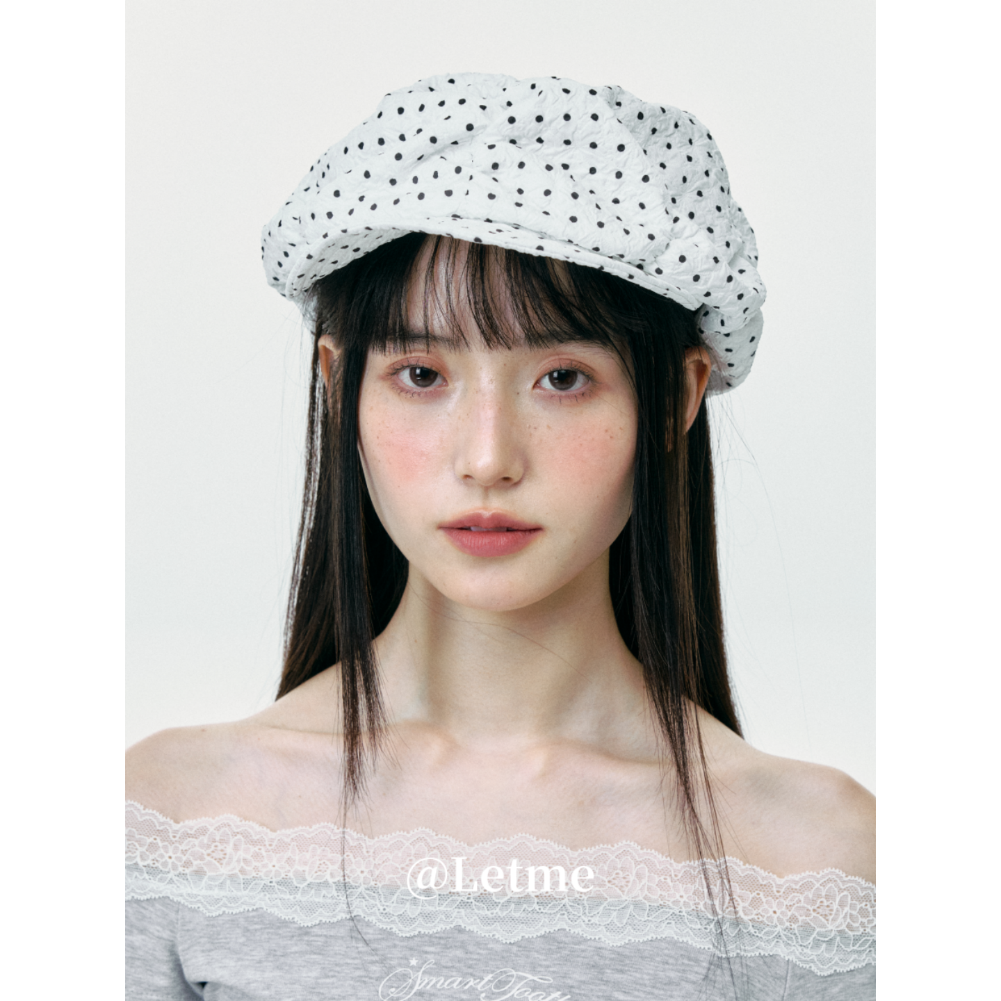 韩系波点云朵堆堆鸭舌帽子女春夏秋季薄款八角画家帽显脸小报童帽