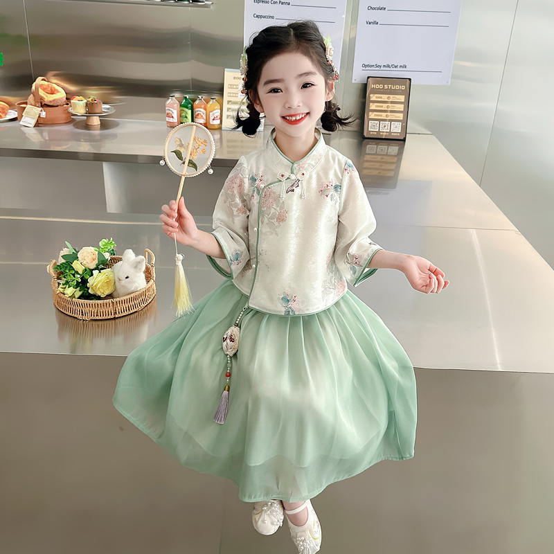 女童连衣裙春装2025新款洋气儿童夏装古风公主裙女孩中式汉服裙子
