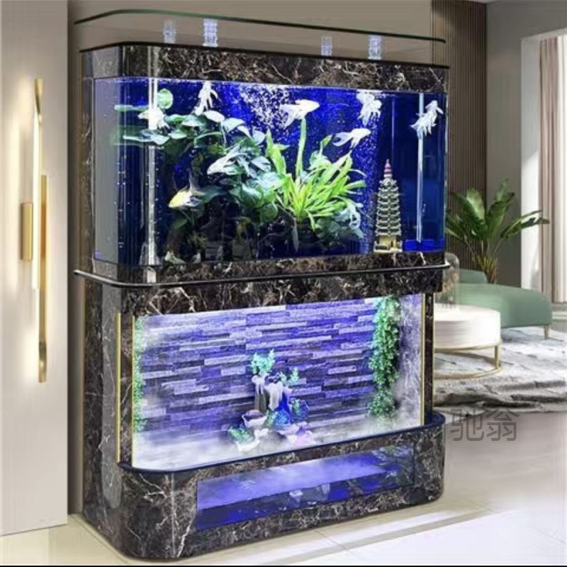 麓f新款水幕墙客厅鱼缸家用玄关落地简约家庭办公水族箱欧式阳台