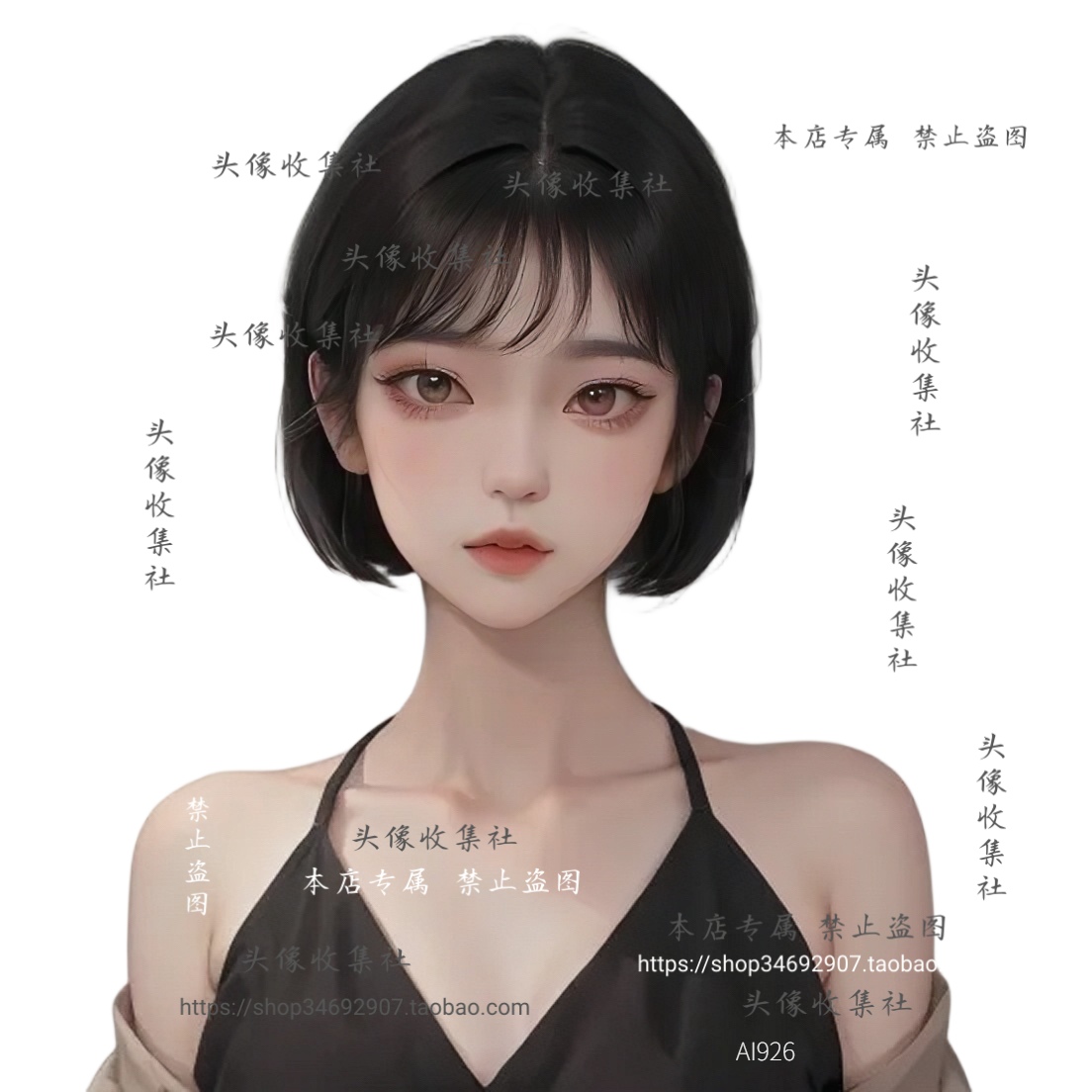 原创AI漫画女孩卡通手绘唯美短发美女高清图 自动发货 头像收集社