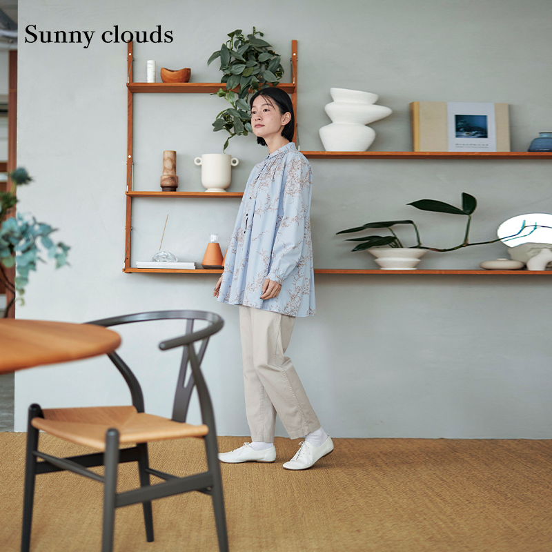 秋季新品 桑妮库拉/Sunny clouds棉混九分萝卜裤象牙白直筒裤长裤