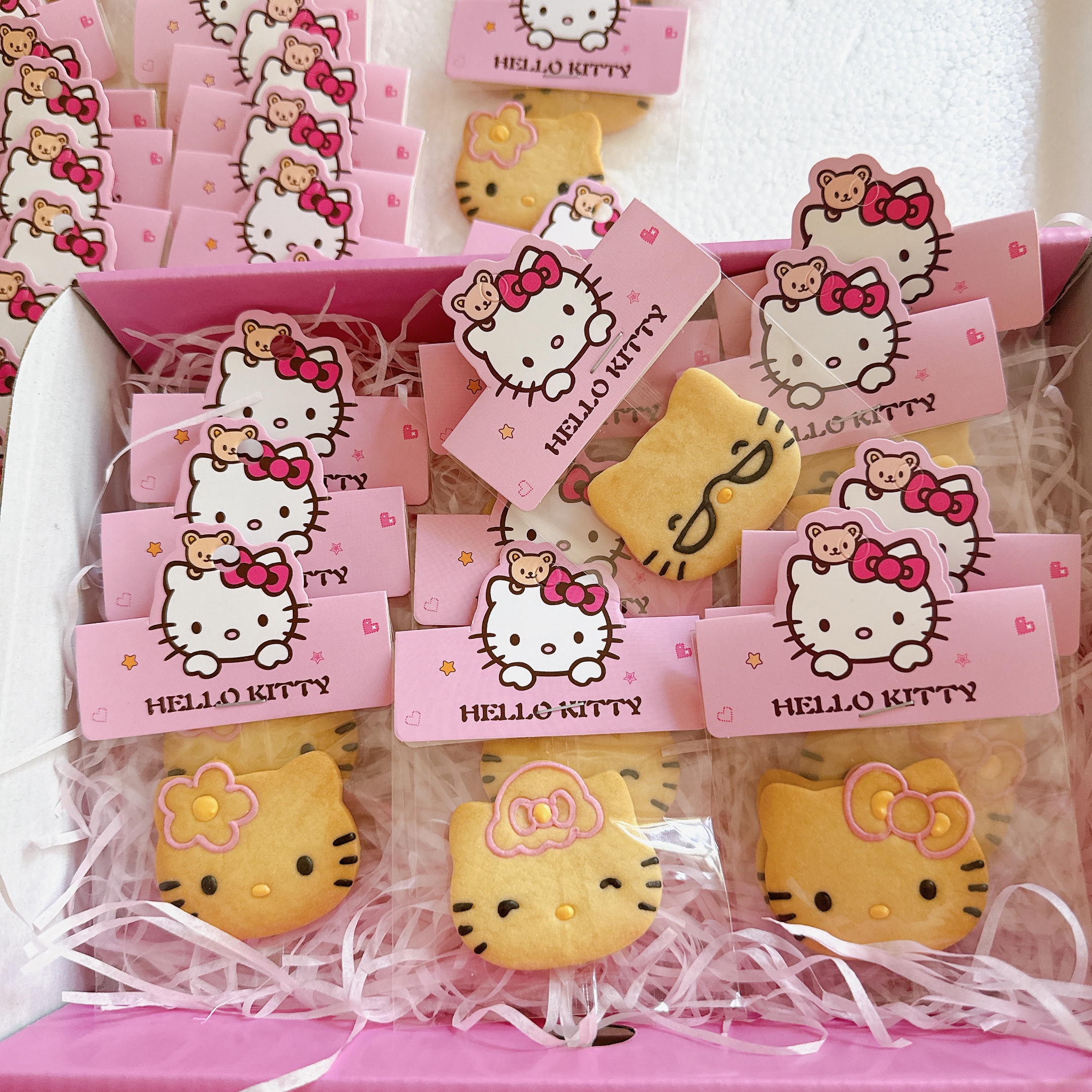 手工卡通kitty猫黄油曲奇饼干礼盒宝宝满月生日聚会春游摆台糖霜