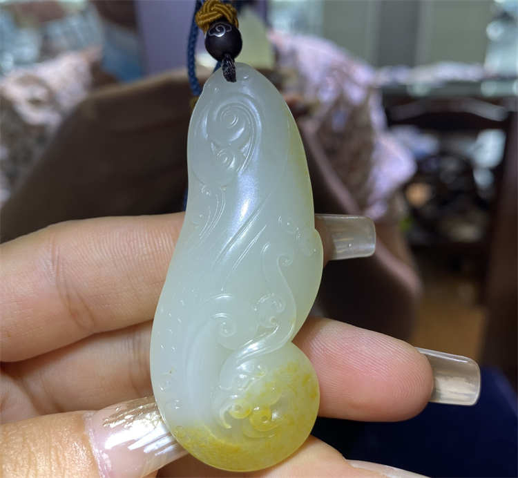 新疆和田白玉籽料洒金皮吊坠百鸟之王凤凰挂件ld14037