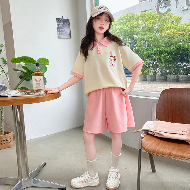 女童短裤套装夏中大童潮款2025舒服ins风衣服潮宝搭配超酷潮范