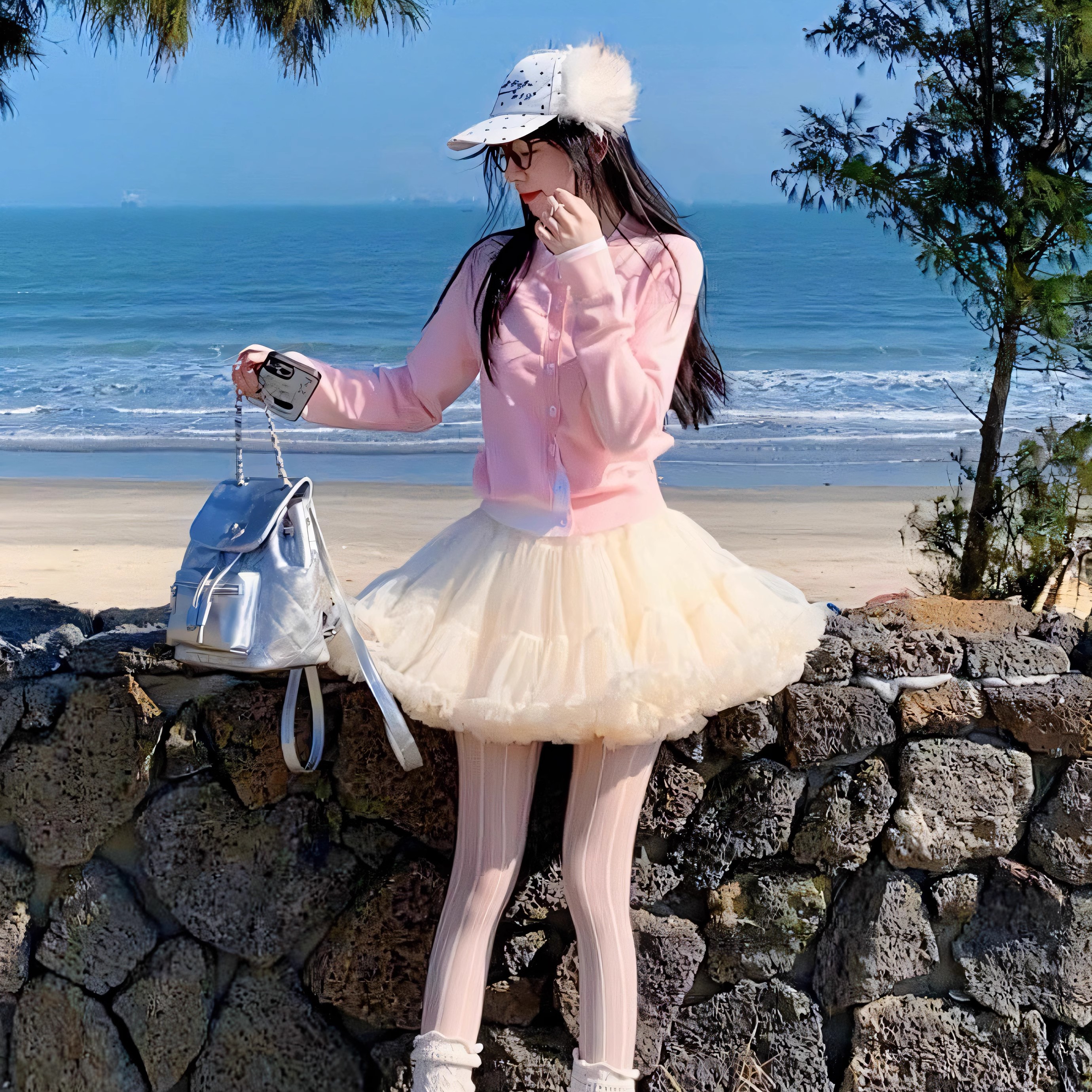 成人杏色蓬蓬裙大人tutu裙大码半身网纱裙小个子短款2025春夏少女