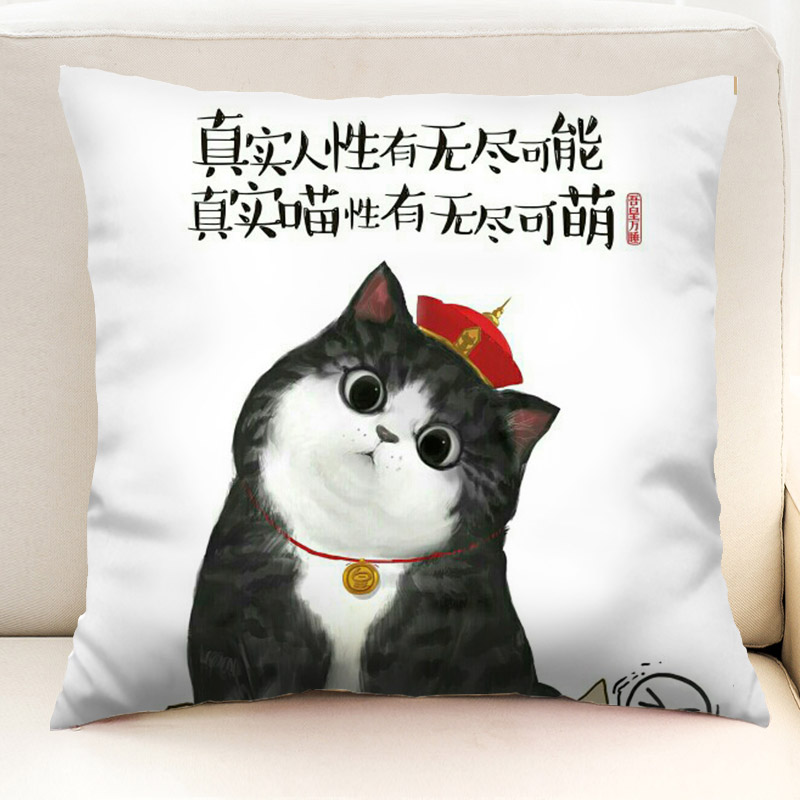 吾皇万睡抱枕巴扎黑周边傲娇霸气喵星人铲屎官表情包靠垫双面定制