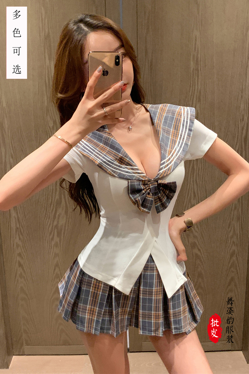 足疗桑拿技师工作服足浴按摩酒店工衣海军风学生套装ktv公主制服