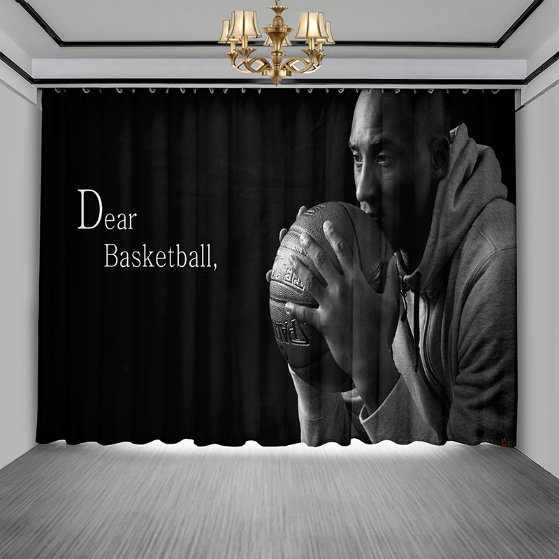 来图定制NBA湖人科比篮球主题窗帘宿舍卧室飘窗体育馆背景墙遮光