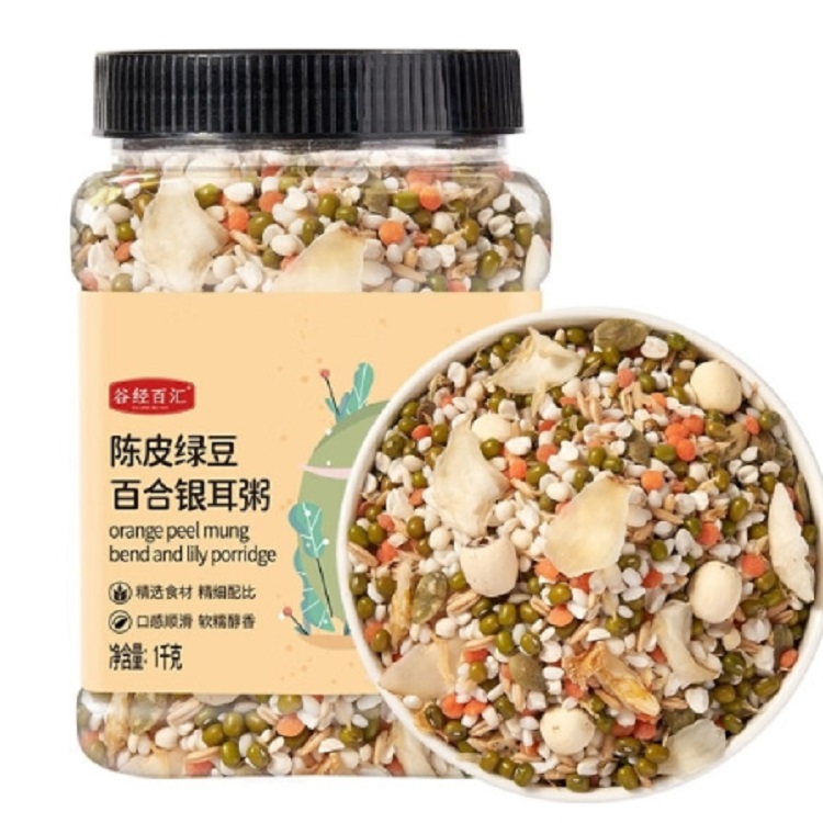 谷经百汇 陈皮绿豆百合银耳粥1kg 粥米搭档 大米伴侣 杂粮 罐装