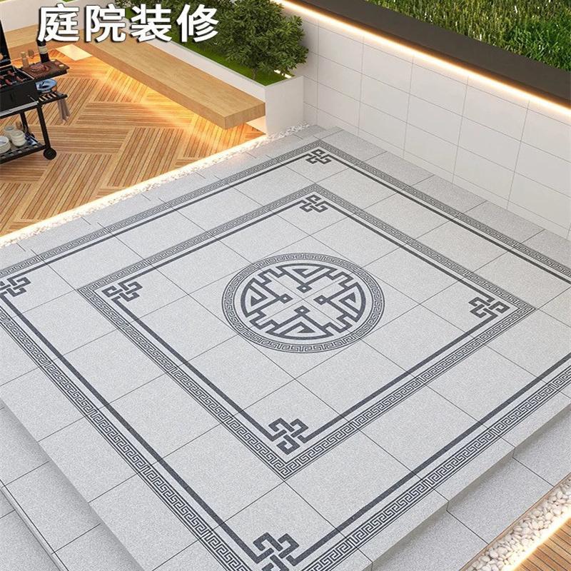 中式别墅庭院地铺石无限拼花户外花砖大门口院子花园地砖防滑瓷砖