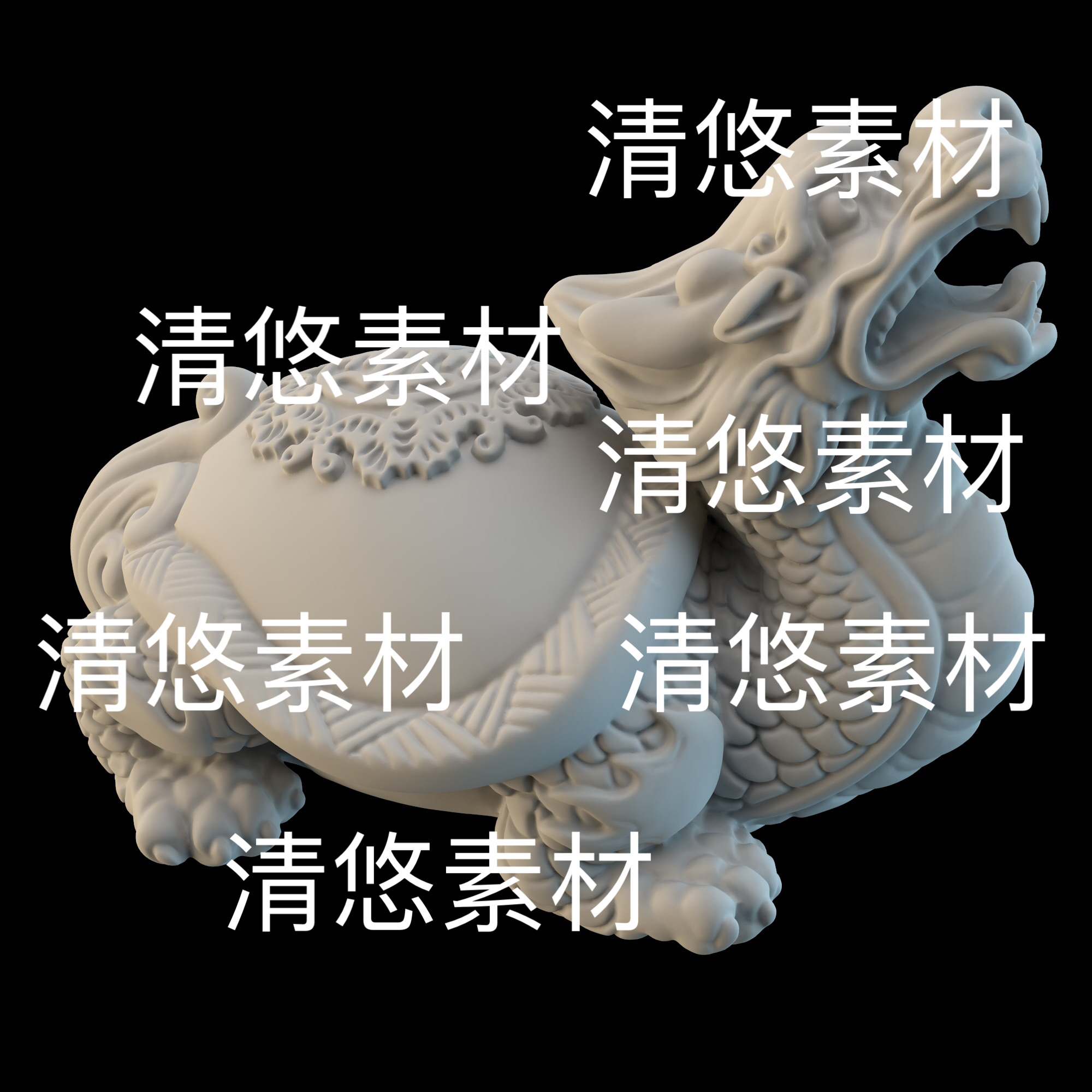 c4d fbx obj格式古代传说神兽玄武龙龟高模文件 非实物D889