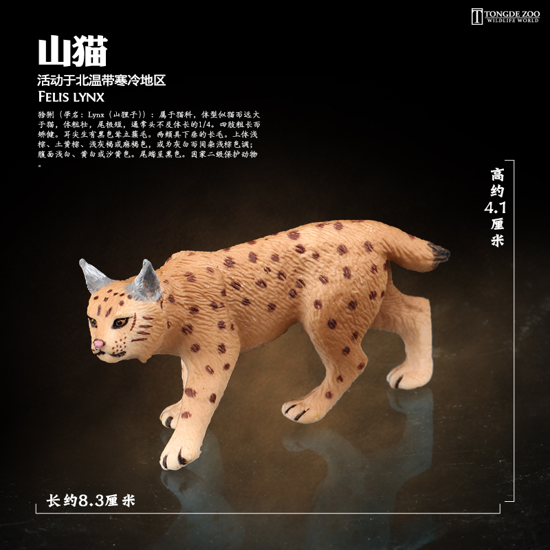 童德猞猁模型仿真野生动物玩具山猫猞猁狲儿童认知益智