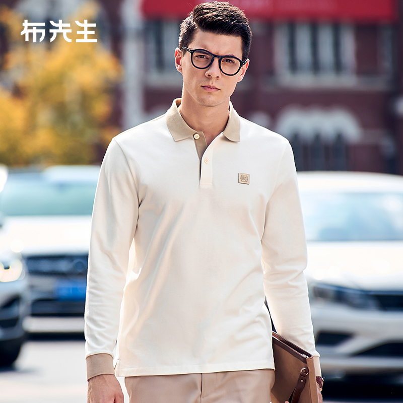 MrBu布先生重磅纯棉长袖T恤2025早春定制真皮皮标男上衣BT11898