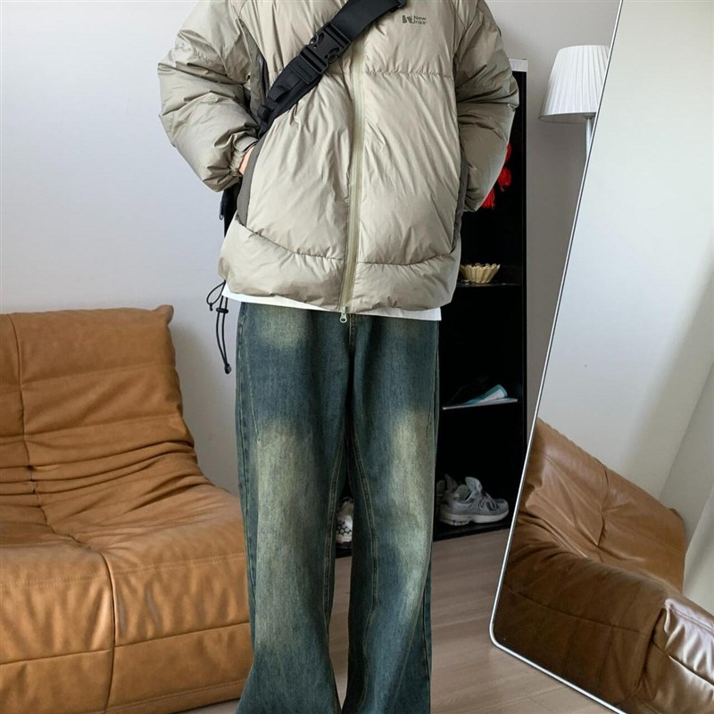 日系潮牌冬季立领棉衣男装潮牌棉袄宽松I休闲外套男搭配直筒裤套